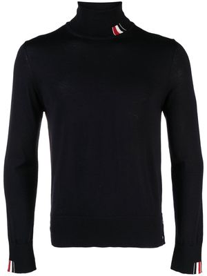 Thom Browne virgin-wool turtleneck fine-knit jumper - Blue