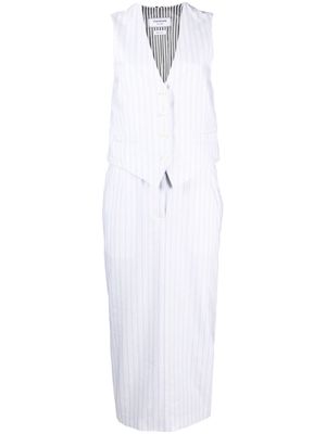 Thom Browne waistcoat pinstripe midi dress - Blue