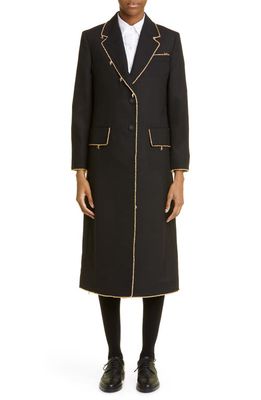 Thom Browne Wide Lapel Wool Overcoat in Black