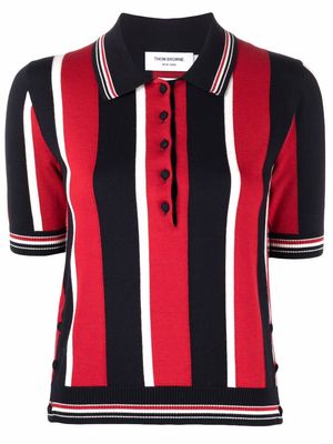 Thom Browne wide striped polo top - Red