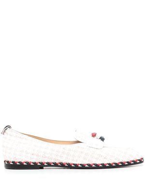 Thom Browne woven-checked loafers - White
