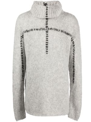 Thom Krom contrast-stitching brushed-effect jumper - Grey