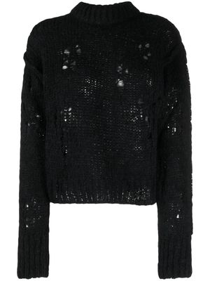 Thom Krom distressed-effect chunky-knit jumper - Black