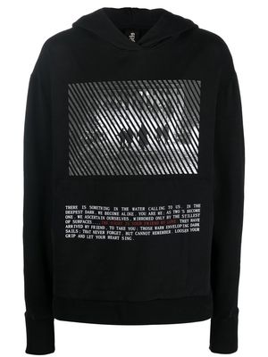 Thom Krom graphic-print fleece hoodie - Black