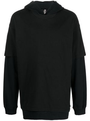 Thom Krom graphic-print layered hoodie - Black
