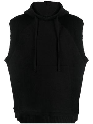 Thom Krom raw-cut ribbed-knit sleeveless hoodie - Black