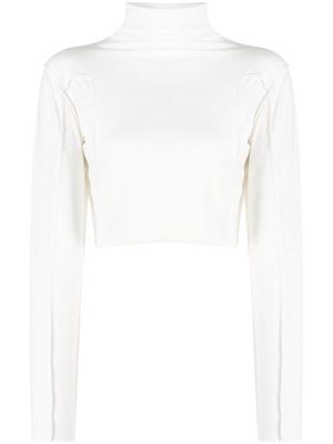 Thom Krom roll-neck crop top - White