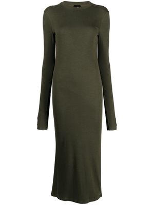 Thom Krom side-slit long-sleeve fitted dress - Green