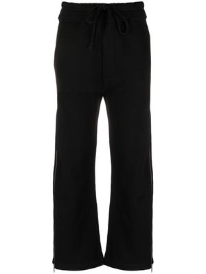 Thom Krom side-zip drawstring cropped trousers - Black