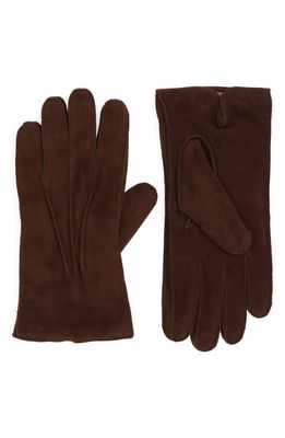 Thom Sweeney Cashmere Lined Leather Gloves in Brown
