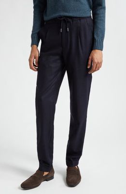 Thom Sweeney Casual Wool & Cashmere Twill Pants in Navy