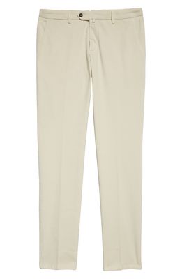 Thom Sweeney Classic Flat Front Chino Pants in Cream
