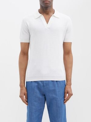 Thom Sweeney - Contrast Cotton-blend Knitted Polo Shirt - Mens - Off White