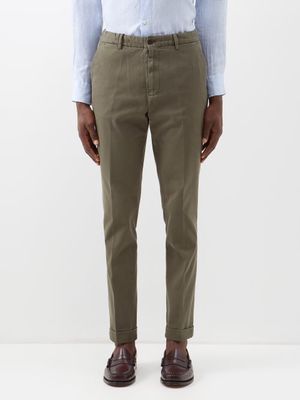 Thom Sweeney - Cotton-blend Chino Trousers - Mens - Green
