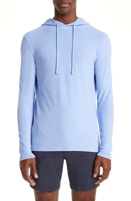 Thom Sweeney Cotton Terry Cloth Hoodie in Sky Blue