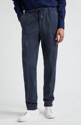 Thom Sweeney Cotton Twill Drawstring Pants in Navy