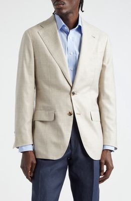 Thom Sweeney Glen Plaid Cashmere & Silk Sport Coat in Oat Check 