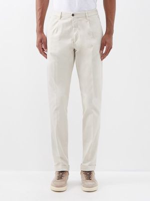 Thom Sweeney - High-rise Pleated Twill Chinos - Mens - Stone