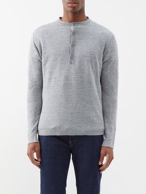 Thom Sweeney - Linen-blend Henley Top - Mens - Grey