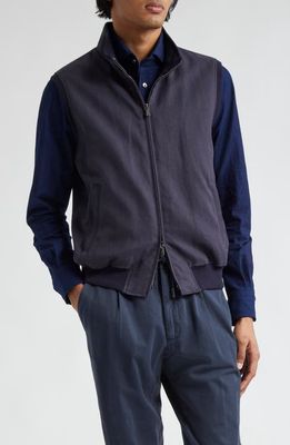 Thom Sweeney Linen Blouson Vest in Navy 