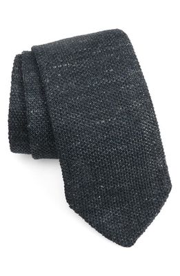 Thom Sweeney Linen Knit Tie in Darkest Navy