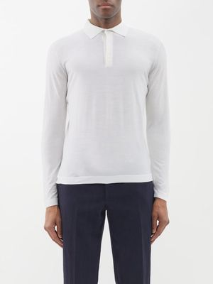 Thom Sweeney - Long-sleeved Virgin-wool Polo Shirt - Mens - White