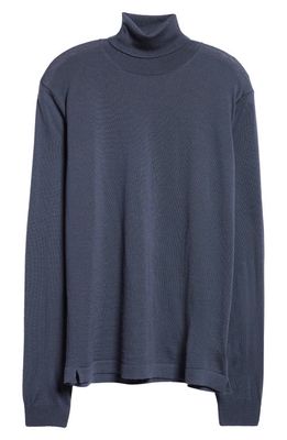 Thom Sweeney Merino Wool Turtleneck Sweater in Slate Blue