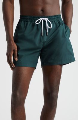 Thom Sweeney Mid Length Swim Trunks in Dark Green 