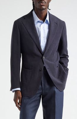 Thom Sweeney Notched Lapel Linen Sport Coat in Navy 