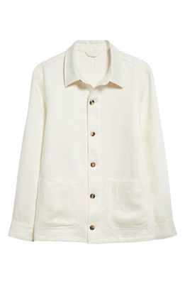 Thom Sweeney Patch Pocket Linen Overshirt in White