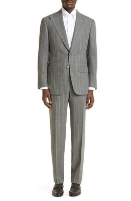 Thom Sweeney Pinstripe Virgin Wool Suit in Grey Pin Stripe