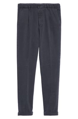 Thom Sweeney Pleated Cotton Blend Chino Pants in Navy