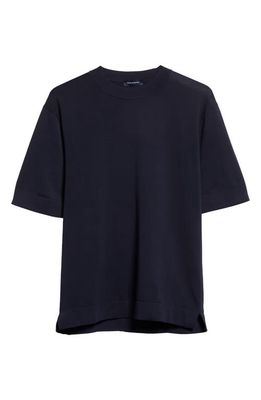 Thom Sweeney Relaxed Fit Cotton Crepe T-Shirt in Navy