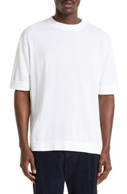 Thom Sweeney Relaxed Fit Cotton Crepe T-Shirt in White