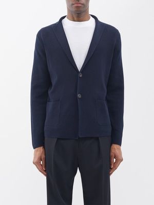 Thom Sweeney - Single-breasted Knitted-cotton Blazer - Mens - Navy