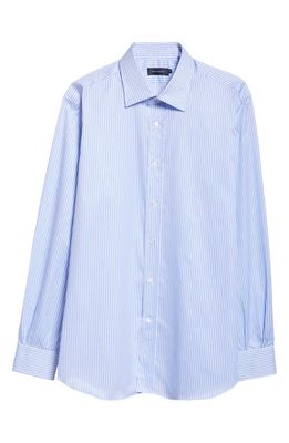 Thom Sweeney Stretch Poplin Button-Up Shirt in Sky Blue Bengal