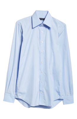 Thom Sweeney Stretch Poplin Button-Up Shirt in Sky Blue