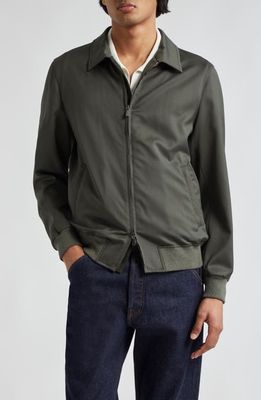 Thom Sweeney Technical Wool Zip Jacket in Green 