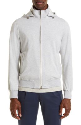 Thom Sweeney Wool & Cotton Jersey Hooded Jacket in Grey