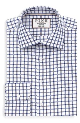 Thomas Pink Slim Fit Check Dress Shirt in White/navy