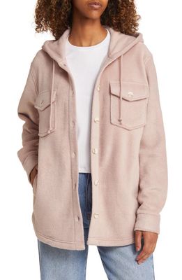 Thread & Supply Hooded Fleece Shacket in Dusty Pink