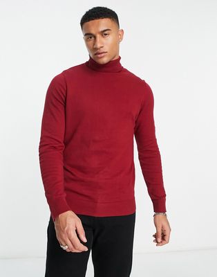 Threadbare cotton roll neck sweater in red