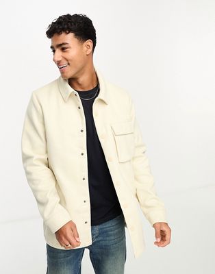 Threadbare faux wool jacket in cream-Neutral