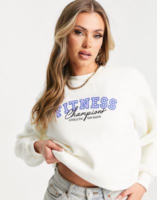Threadbare Fitness Dixie oversized sweatshirt in cream-White