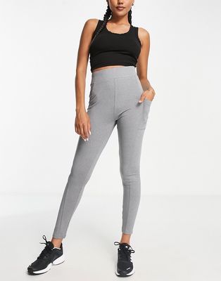 Threadbare Fitness gym leggings with pocket detail in gray heather