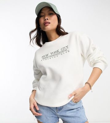 Threadbare Fitness Petite Dixie embroidered sweater in white
