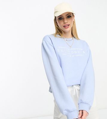 Threadbare Fitness Tall Dixie embroidered sweatshirt in pale blue
