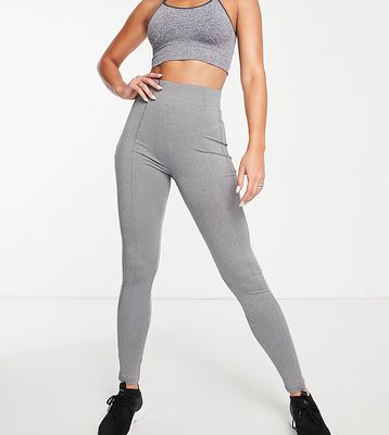 Threadbare Fitness Tall gym leggings with stitch detail in gray heather