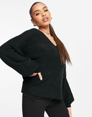 Threadbare fluffy knit sweater in black