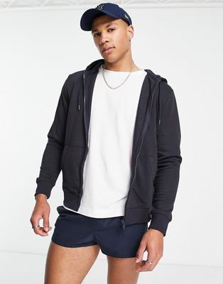Threadbare full zip hoodie in navy